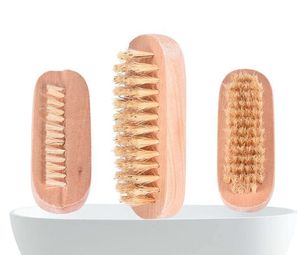 Brosse à ongles en bois Brosse de massage en poils de sanglier Double face Forme ovale Brosse à ongles Nettoyage Petites brosses de spa 1121