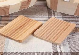 Plats de savon en bois naturel en bois Natural Bambou Plate de rangement Boîte de socle Plaque de ralentissement de la salle de bains portable Portable Boîte de rangement C0614G6649814