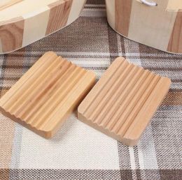 En bois naturel bambou porte-savon porte-plateau stockage porte-savon plaque boîte conteneur Portable salle de bain savon plat boîte de rangement