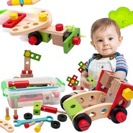 Disassement à vis de noix en bois Boîte à outils Toys Simulation Réparation du charpentier outil créatif DIY PLAY PLAY SET POUR LES ENFANTS 240407