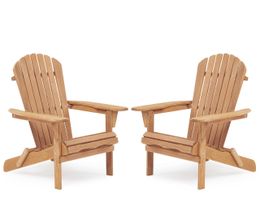 Chaise pliante en bois en bois en bois de 2 chaise de patio salon en bois pour jardin, jardin, pelouse, arrière-cour, terrasse, côté de la piscine, foyer, moitié assemblé