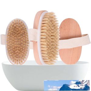 Wooden Oval Bath Brush Dry Skin Body Natural Health Soft Bristle Massage Bath Shower Bristle Brush SPA Body Brush Without Handle BH1842 CY