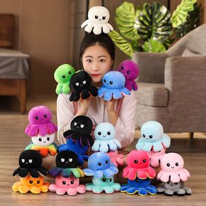 20 cm goedkope groothandel fabriek octopus plushie speelgoed omkeerbare knuffel gevulde dieren flip emotie omkeerbaar gevulde octopus pluche speelgoed