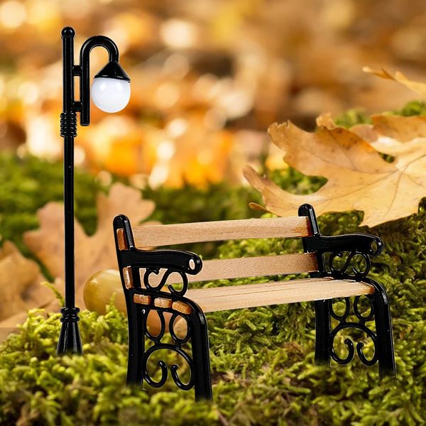 Banc de park en bois Micro paysage figurines Figurines Doll House Furniture Decors Toy Craft DIY POUR DÉCoration de la maison 240418