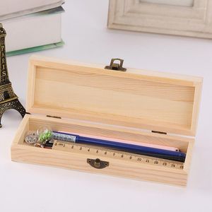 Boîte à crayons en bois Tour Eiffel Stylo Papeterie Titulaire De Stockage Organisateur Cas Conteneur Avec Loquet École Bureau
