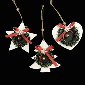 Houten Hangers Kerstboom Ornamenten Holle Boog Kleine Garland met Bell Crotch Christmas Decorations XD24887