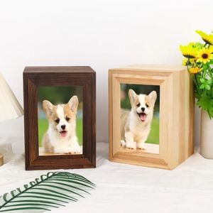 Crémation en bois des animaux de compagnie Urnes Cendres Urnes pour chiens Mémorial Souvent commémore Casquet Funérailles PO Cadre accessoires Urne Hond 240424