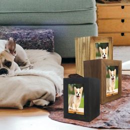 Urnes d'urgence en bois en bois Urnes pour chiens Coucet Souvenirs Small Animal Funeral PO Frame Box Memorial Savoure Supplies 240424