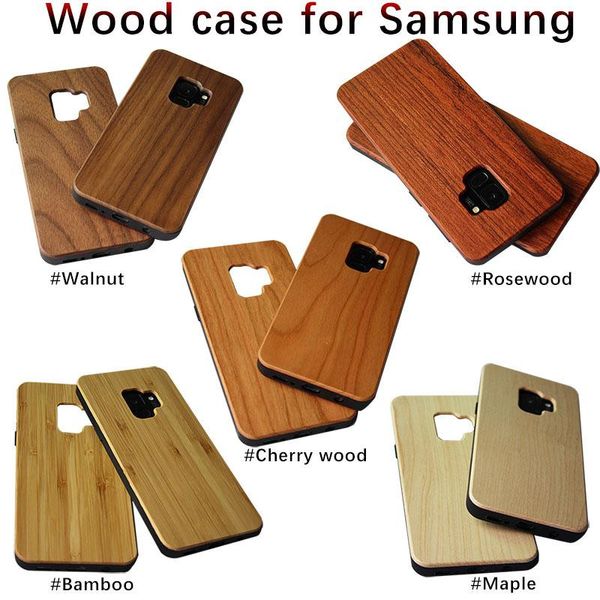 Coque de téléphone en bois pour Samsung Galaxy S9 Plus S20 Ultra Note 9 S10 Lite Antichoc Soft TPU Wood 2 in 1 Phone Cover