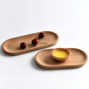 Assiette en bois pour la nourriture Assiettes à dessert ovales Plat à sushi Plateau de fruits Plats Plateau de serveur de thé Porte-gobelet en bois Bol Pad Vaisselle SN5400