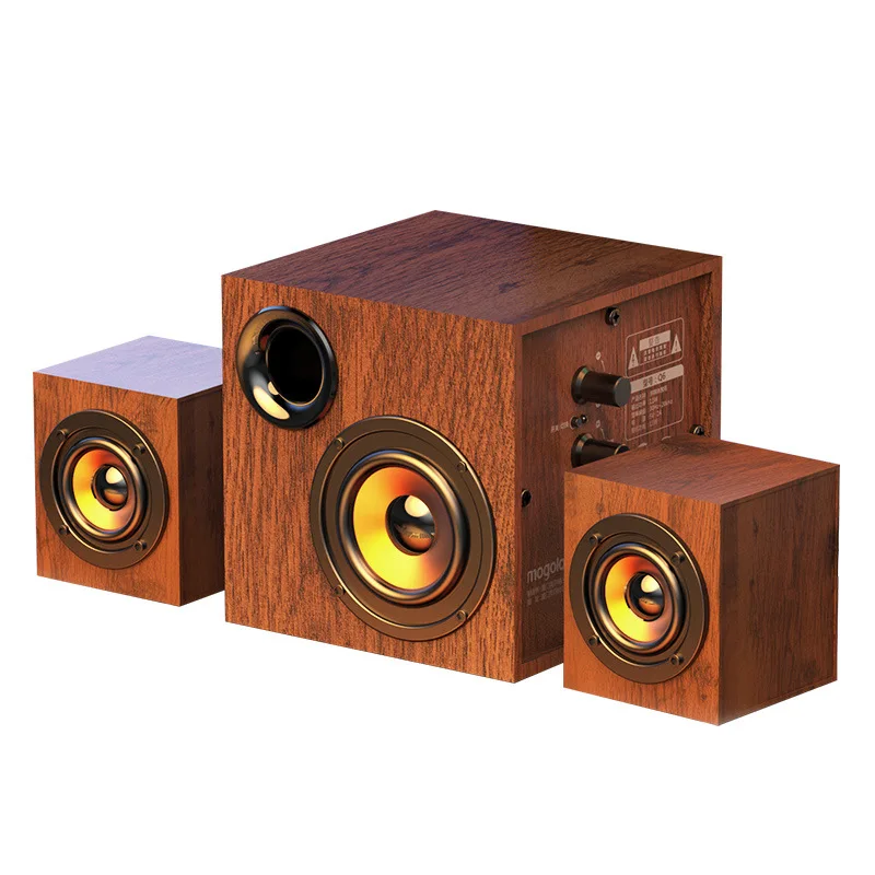 Plug-in de madeira desktop bluetooth 2.1 alto-falante com fio de alto volume em casa de áudio de áudio com sobrewoofer com excesso de peso