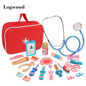 Wooden Pretend Play Doctor Educationa Toys for Children Medical Simulation Medicine Chest Set for Kids Interest Development LJ201012