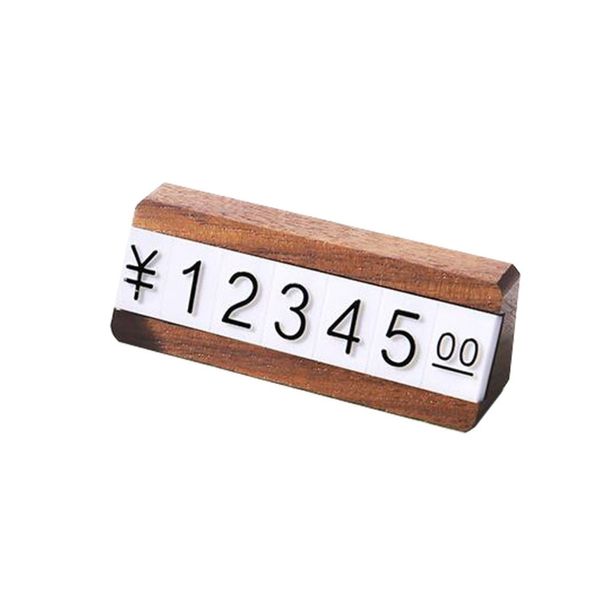 Precio de madera Cubos Dólar Euro Ajustable Snap Número Dígito Stick Teléfono Reloj Joyería Snack Food Contador Display Stand Sign Tags