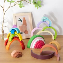 Houten regenboogblokken Educatieve boog voor kinderen DIY-puzzel Bouwcombinatie Stapelen Vroeg-educatief speelgoed Ornamenten 240110