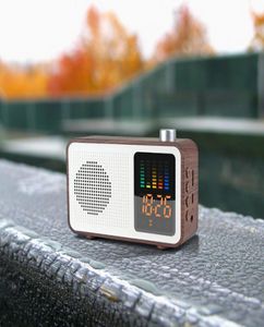 Haut-parleur Bluetooth stéréo rétro en bois avec radio FM Réveil numérique pris en charge TF CardAUXin LED tonalité de coupure Boîte à musique radio5871543