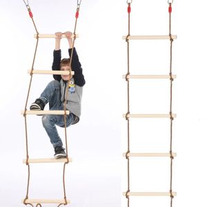 Houten touwladder Fitnessspeelgoed voor kinderen Multisporten Klimspel Speelgoed Outdoor Trainingsactiviteit Veilig Sport Touw Schommel Draaibaar 240318