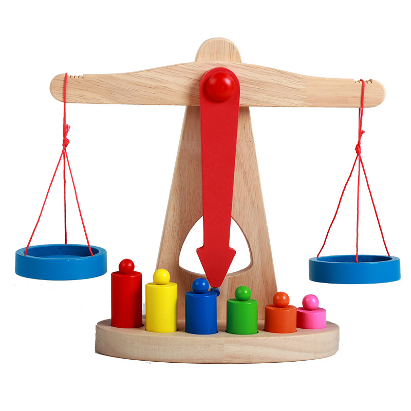 Wooden Scales Children Enlightenment Balance Weights Teaching Scale Educational Toys Weighing Scales Gift