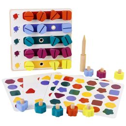 Désassement de noix de vis en bois Forme de couleur Match Blocs Building Blocs Game Montessori Educational Toys Gift For Kids Boys