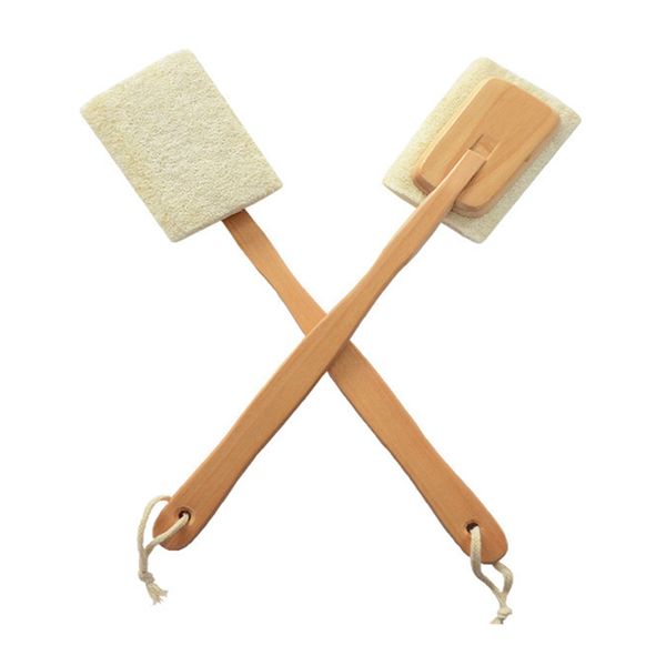 Brosse de douche en bois naturel à Long manche Loofah gommage détachable dos brosses de nettoyage fournitures de salle de bain ménagères