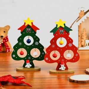 Petits ornements d'arbre de noël en bois pour enfants, jouets d'intelligence DIY, Mini décoration de bureau de noël, cadeaux RRD174