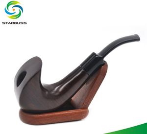 Cachimbo de fumaça de madeira, pano de flanela, embalagem de saco de cachimbo, curvatura, bico de tabaco com filtro antiquado e conveniente