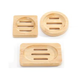 Boîte de savon en bois Natural Bamboo Derts Bath Sponge Holder Organizer Bamboo Bambou Bay Continer Anti Mildwew Daining Box Boîte de salle de bain outils HW0241