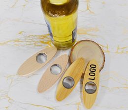 Ouvre-bouteille de bière en bois et acier inoxydable, gadget de cuisine créatif en copeaux de bois