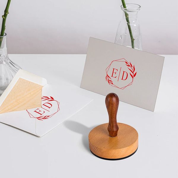 Sello de madera, sello de goma para fiesta de boda, sello de embalaje personalizado, ilustraciones, nombre de marca personalizado, sitio web, sello comercial 240325