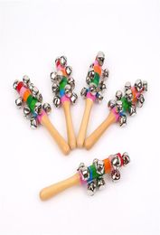 Stick en bois nouveau style jingle bells arc-en-ciel shake sons sons sonned rattles bébé jouet éducatif 18cm da0969838002