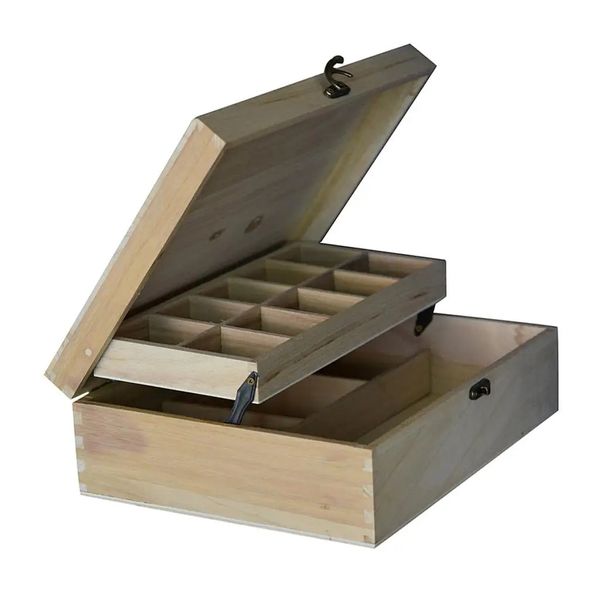 Caja de almacenamiento de madera para manualidades, joyero sencillo de moda para joyería, collar, orejera, regalos para niñas 240104