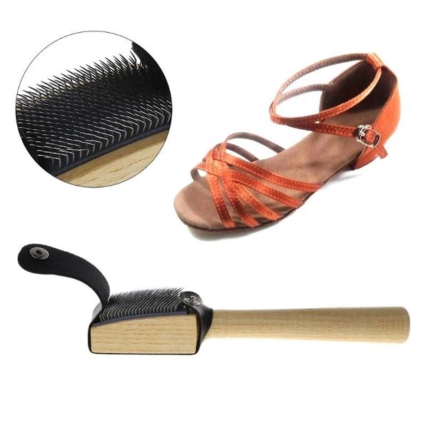 Limpiadores de alambre de suela de gamuza de madera zapatos de baile cepillo de limpieza para calzado