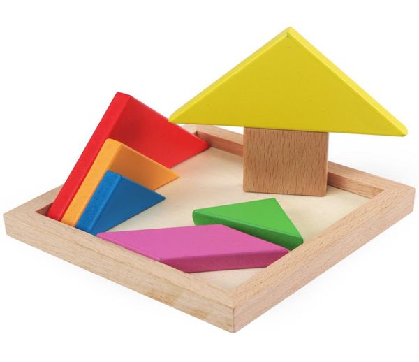 Puzzles de tangram en bois pour kidwood tangrams avec 7 pièces colorées chaque jouet d'apprentissage du cerveau éducatif amusant pour les garçons et 6071970