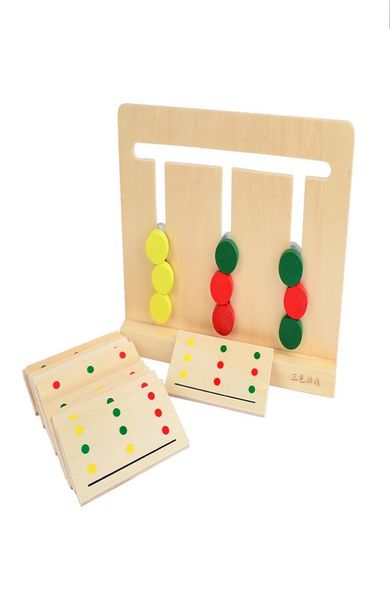 Rompecabezas de madera con tobogán de tres colores, juego de mesa, costo de fábrica completo6120166