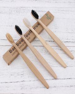 Brosse à dents en bois Protection environnementale brosse à dents en bambou naturel Bristle doux pour la maison ou EL avec boîte 9616676