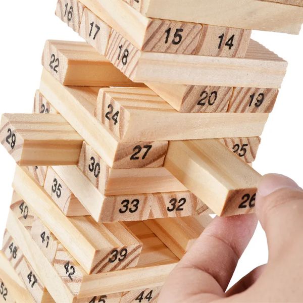 Bloc de construction de jouets en bois pour enfants éducation précoce Puzzle jeu de bureau 54 pièces