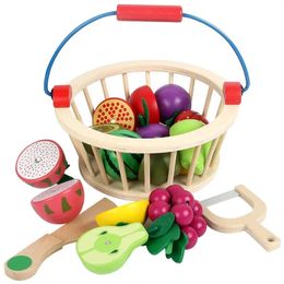 Jouets en bois coupe magnétique fruits légumes nourriture semblant jouer Simulation cuisine jeu de rôle jouets éducatifs pour enfants cadeaux 240104