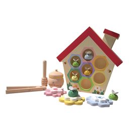 Toys en bois Montessori Couleur éducative cognitive puzzle Beehive Game For Kids Girls Boys Children Baby Hoilday Cadeaux 240321