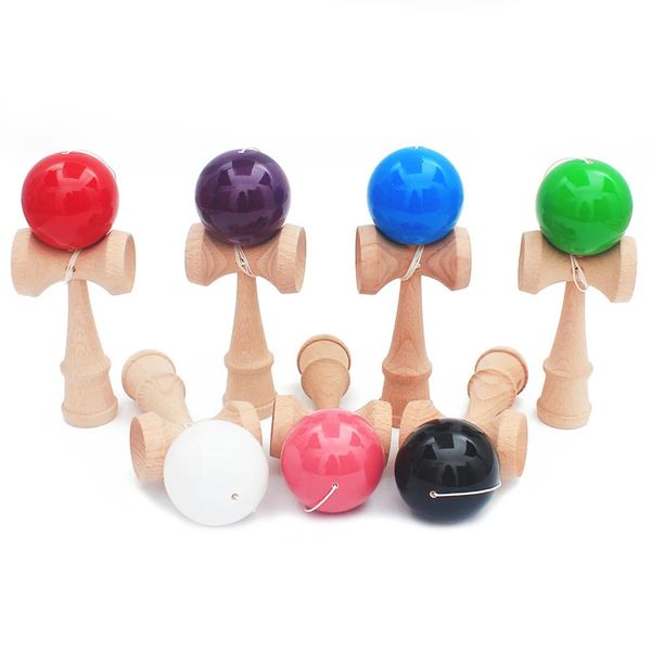 Jouets en bois Sports de plein air jouet balle Kendama balle PU peinture 18.5 cm cordes professionnel adulte jouets loisirs Sports 240105