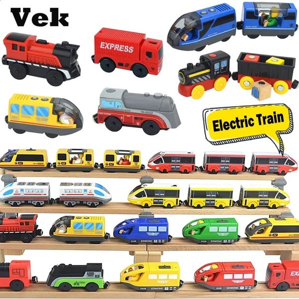 Tren de madera, accesorios ferroviarios, tren eléctrico, vagón magnético, ranura fundida a presión, apto para todas las marcas, juguetes de vía de tren para niños 240131