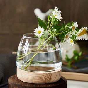Houten transparante glazen vazen creatief hydrocultuur terrarium plant bloem pot thuiskantoor bureaublad ecologische vissen tank decoreren