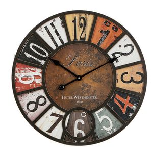 Horloge industrielle vintage en bois salon horloge murale maison horloge muette décoration rurale américaine 201118