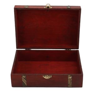 Houten Vintage Lock Treasure Chest Sieraden Opbergdoos Case Organizer Ring Gift 211102