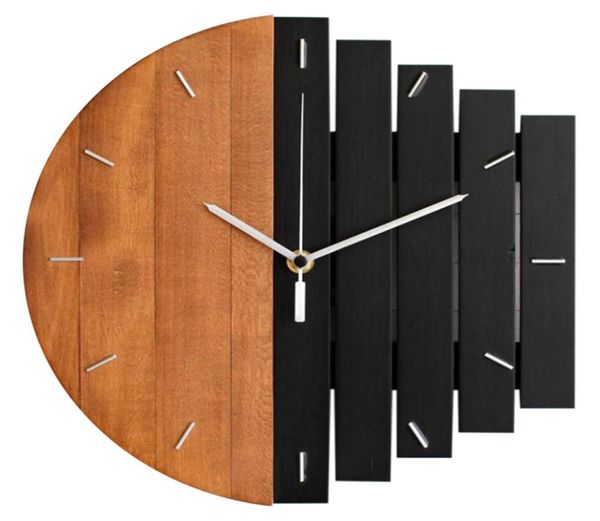 Horloge murale en bois Design moderne vintage rustique horloge minable art silencieux montre la maison décoration4386810