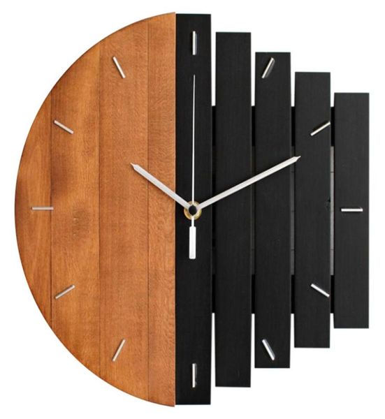 Horloge murale en bois Design moderne vintage rustique horloge minable art silencieux montre la maison décoration1728090