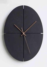 Horloge murale en bois avec aiguilles en noyer, Quartz silencieux, ronde et carrée, décorative, pour salon, maison, bureau, noir H12307884642