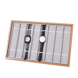 Tentoonstelling Nodig standaard 8 10 Girds Solid Wood Velvet Watch Riem Band Gift Box Display Tray Organizer A350