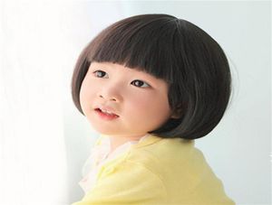 Woodfestival Child Wig Short Black Srtaight Synthetic Children Wigs Sdark Brown Hair for Little Girls Kids6108331