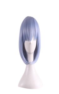 Woodfestival Pink Blue Anime Wigs Courte raide Bob Bob Cosplay Fibre résistant à la chaleur Hair Synthetic Bangs1282109