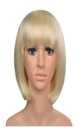 WoodFestival perruque courte bob perruques de cheveux en fibres résistantes à la chaleur blonde naturelle mode dames perruque droite synthétique women7126384