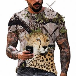 Woodland Camoue Dieren 3D Print T-shirt Mannen Cheetah Tijger Li Losse Oversized Persality Street Fi Cheetah Tijger Lio x6cH #